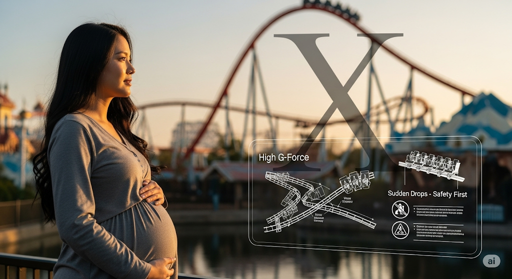 ディズニーランドにいる妊婦の画像