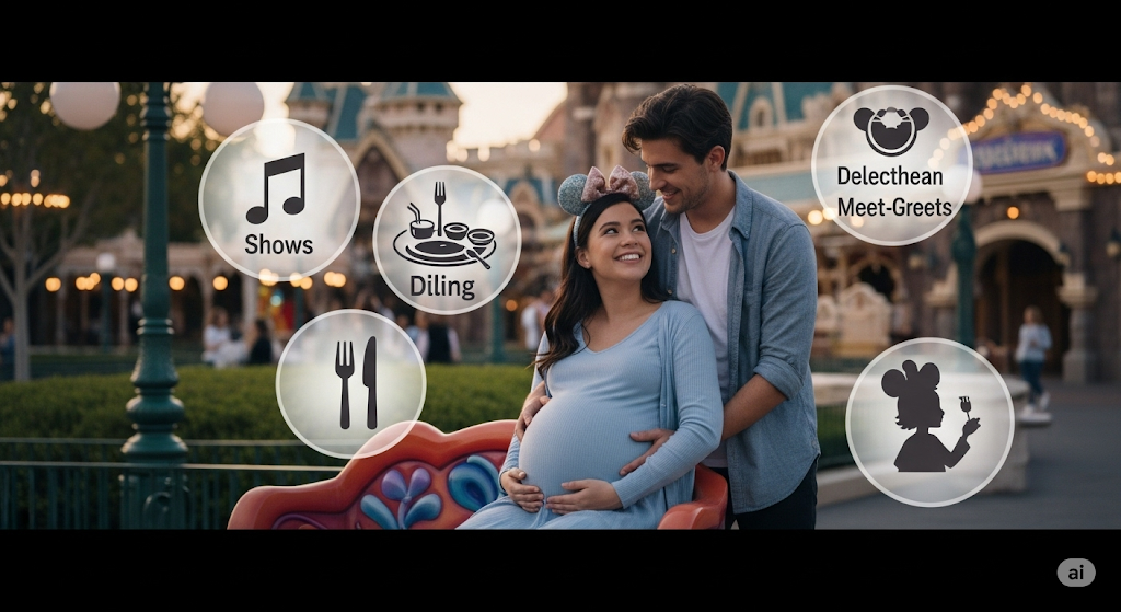 ディズニーランドを楽しむ妊婦の様子