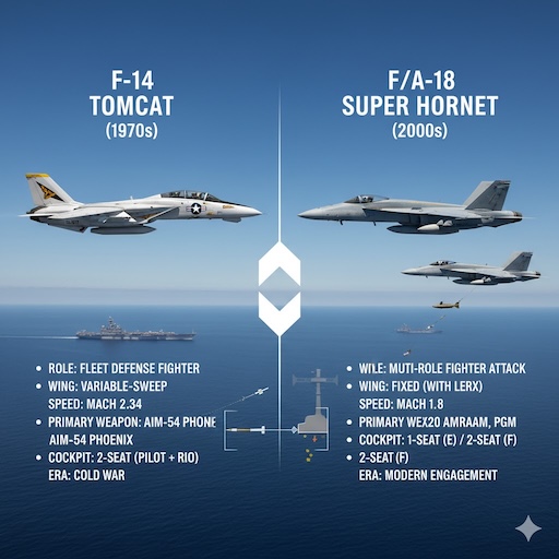 F-14とF-18の性能や役割の違い