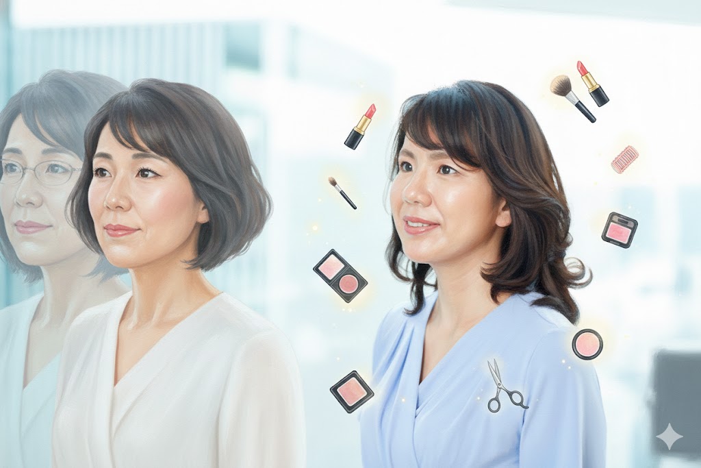 以前の印象を払拭したメイクと髪型の変化